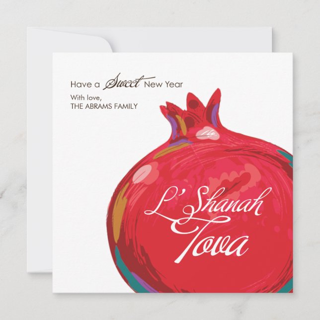 Rosh Hashanah Granatäpple Platt Kort (Framsida)