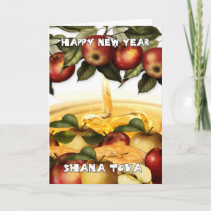 Rosh Hashanah-hälsningskort med äpplen Helgkort