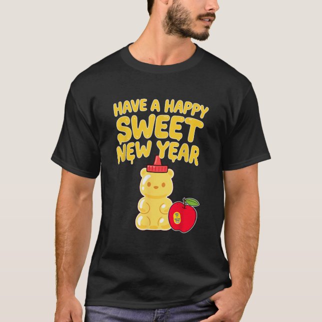 Rosh Hashanah Happy Sweet New Year Honey Bear Jewi T Shirt (Framsida)