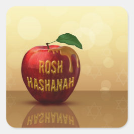 Rosh Hashanah Jewish New Year Honung Apple Fyrkantigt Klistermärke