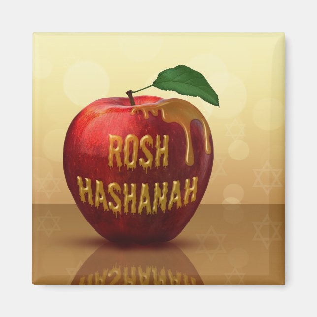Rosh Hashanah Jewish New Year Honung Apple Magnet (Framsidan)