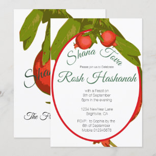 Rosh Hashanah Jewish New Year Pomegranate Inbjudningar