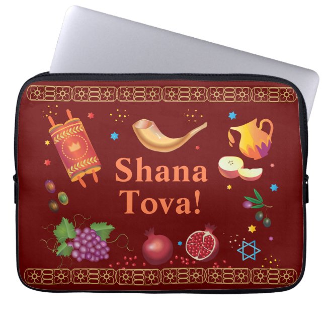 Rosh Hashanah Jewish New Year Shana Tova Laptop Fodral (Framsidan)