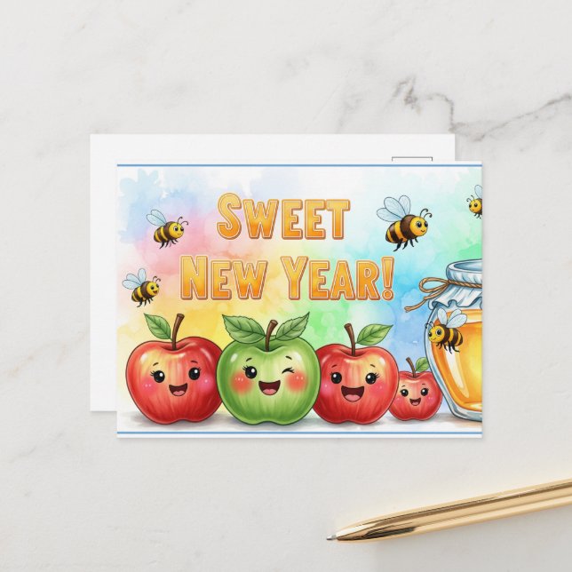 Rosh Hashanah Jewish New Year Vykort (Fram/Back In Situ)