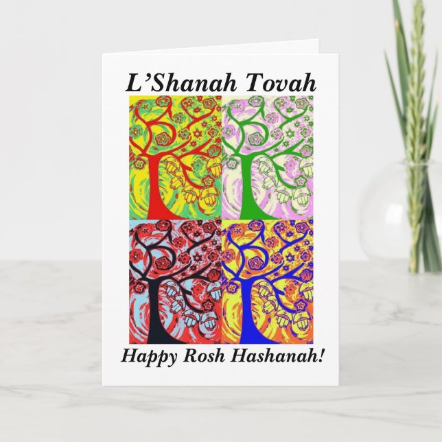 Rosh Hashanah - Judaica Hamsa livets Helgkort (Framsida)