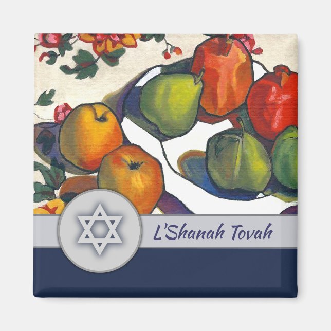 Rosh Hashanah. Judiska nyårskonst Magnet (Framsidan)