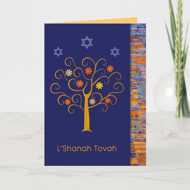 Rosh Hashanah. Judiskt nyår gratulationskort Helgkort (Framsida)