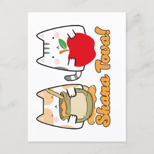 Rosh Hashanah kawaii Cats - nytt judiskt år Vykort