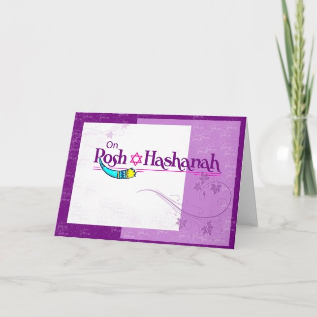 Rosh Hashanah Lila Shofar Helgkort (Framsida)