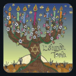 Rosh Hashanah L'Shanah Tovah Livets träd Menorah Fyrkantigt Klistermärke<br><div class="desc">Du tittar på Lee Hiller-designsamlingen av Hem- och Office Decor,  Apparel,  Gifts and Collectibles. Utformningen omfattar Lee Hiller Photography och Mixed Media Digital Art Collection. Du kan visa hennes naturfotografi på http://HikeOurPlanet.com/ och följa hennes vandrande blogg i Hett Vår nationalpark.</div>