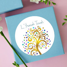 Rosh Hashanah Modern Guld Blue Foil Livets träd