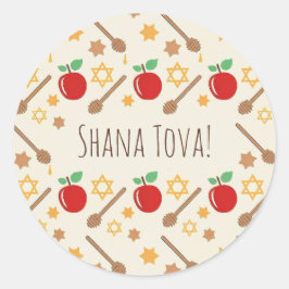 Rosh Hashanah Mönster Sticker Runt Klistermärke