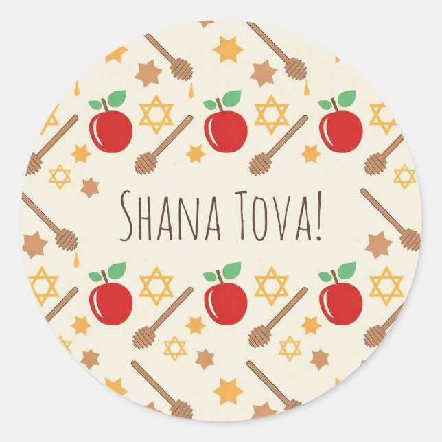 Rosh Hashanah Mönster Sticker Runt Klistermärke (Framsida)