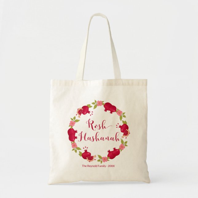 Rosh Hashanah New Year Pomegranate Flower Wandan Tygkasse (Framsidan)