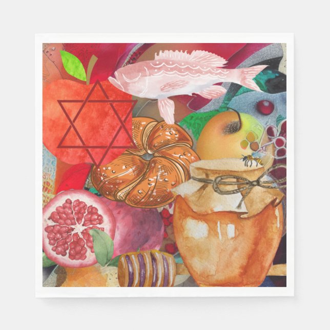 Rosh Hashanah Papper Napkins Pappersservett (Framsidan)