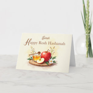 Rosh Hashanah Personalize Apple and honey Flowers Kort