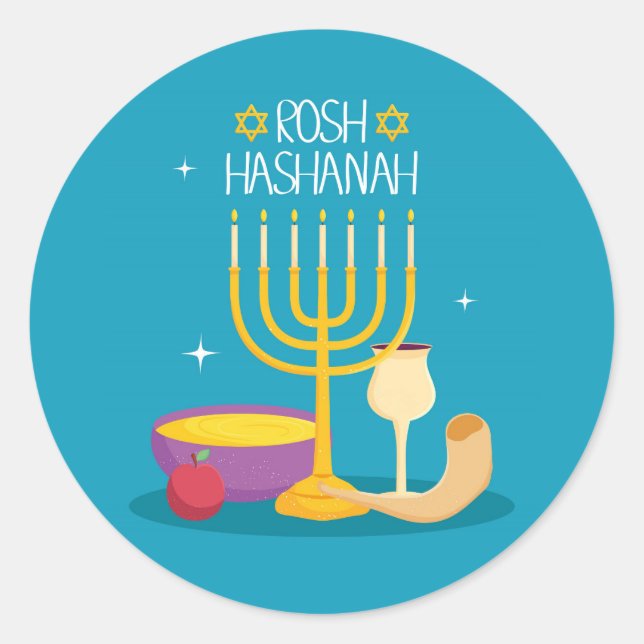 Rosh Hashanah   Runt Klistermärke (Framsida)