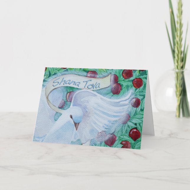 Rosh Hashanah Shana Tova duva med äpplen Helgkort (Framsida)