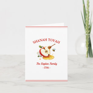 Rosh Hashanah Shanah Tovah Äppel Honung Familj Kort