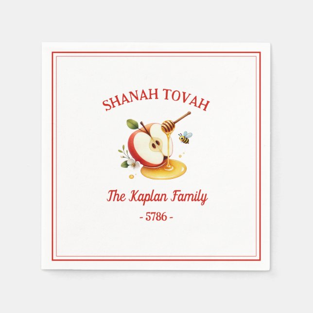 Rosh Hashanah Shanah Tovah Apple Honungsfamilj Pappersservett (Framsidan)
