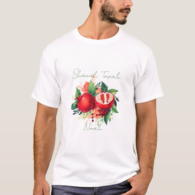 Rosh Hashanah Shanah Tovah Pomegranate T Shirt (Framsida)