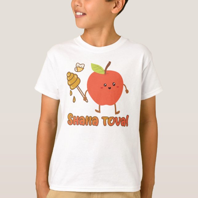 Rosh Hashanah Shava tova kawai T-pojkar och flicko T Shirt (Framsida)
