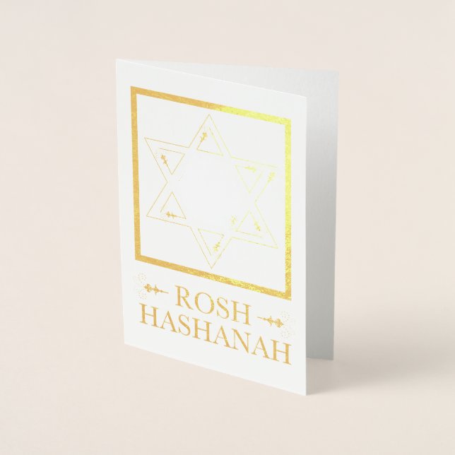 Rosh Hashanah Star av David Gold Foil Folierat Kort (Framsida)