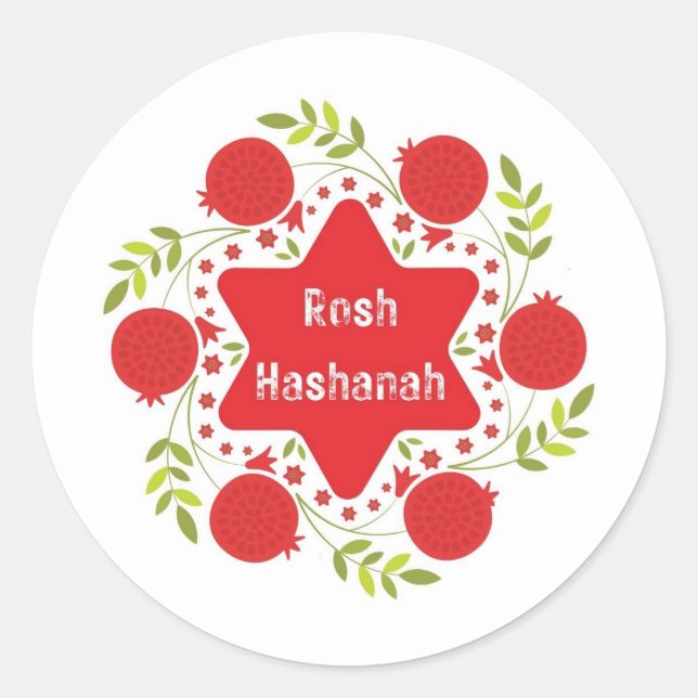 Rosh Hashanah Sticker Runt Klistermärke (Framsida)
