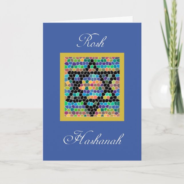 Rosh Hashanah-Stjärna av den David mosaiken Helgkort (Framsida)