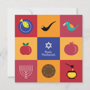Rosh Hashanah-symboler platt kort