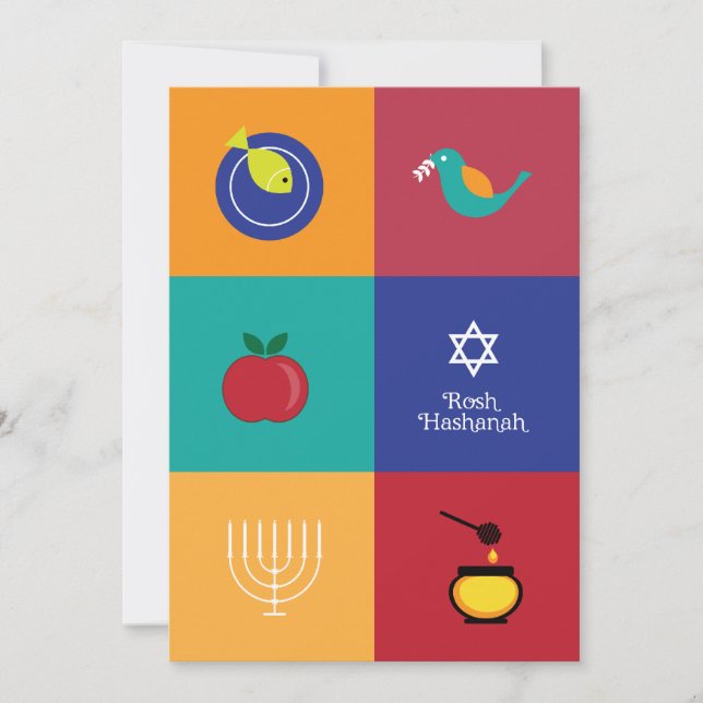 Rosh Hashanah Symbols-platskort Julkort (Framsida)