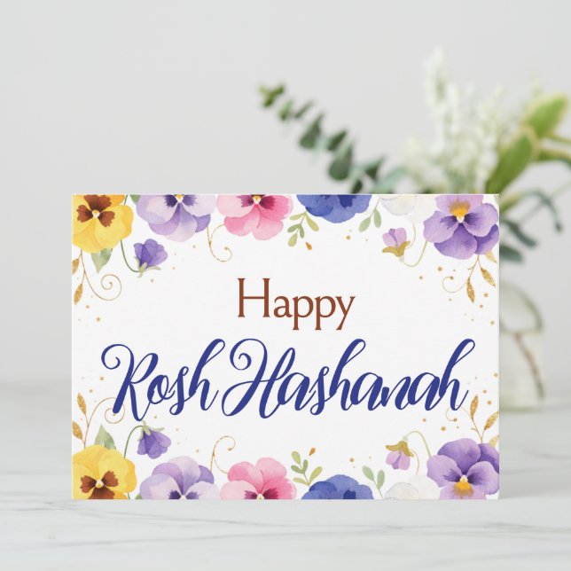 Rosh Hashanah välkomstkort, flerfärgad vildblomma Inbjudningar (Stående Fram)