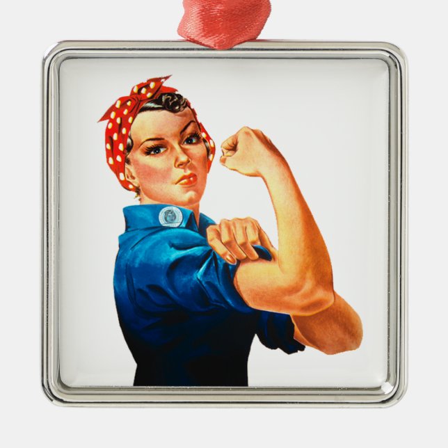 Rosie affischen för Riveter WWII Julgransprydnad Metall (Framsidan)