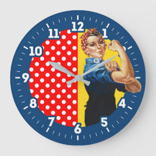 Rosie den Americana grafiska designen för Riveter Stor Klocka