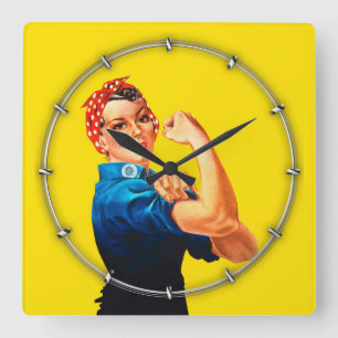 Rosie den Retro designstilen för Riveter Fyrkantig Klocka