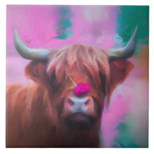 "Rosie från Highland" – Highland Cow-porträtt Kakelplatta