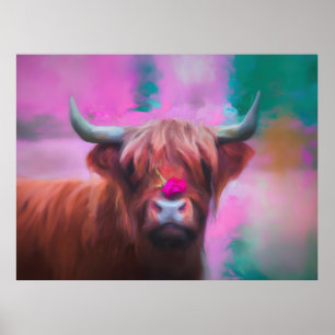"Rosie från Highlands" – Highland Cow Porträtt Poster