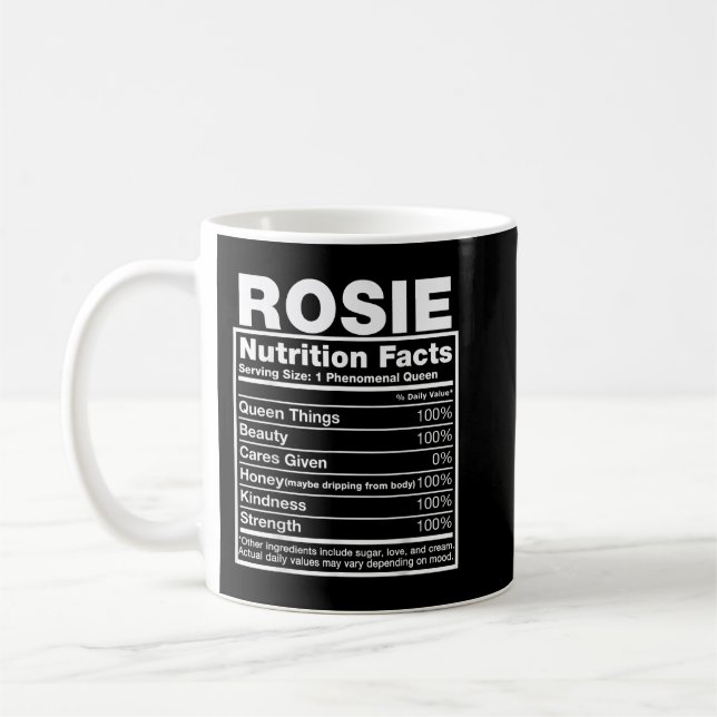 Rosie Nutrition Facts Rosie Namn Birthday Shirt Kaffemugg (Vänster)