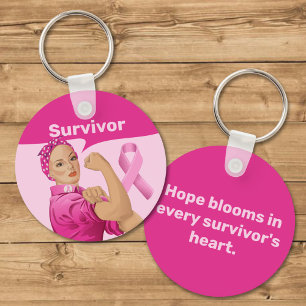 Rosie of the Riveter Breast Cancer Awareness Nyckelring