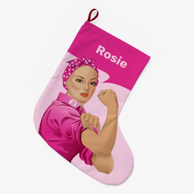 Rosie of the Riveter Breast Cancer Awareness Stor Julstrumpa (Framsidan (Hängande))