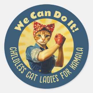 Rosie of the Riveter Cat Dam for Kamala Harris Runt Klistermärke