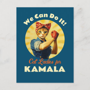 Rosie of the Riveter Cat Dam for Kamala Harris Vykort