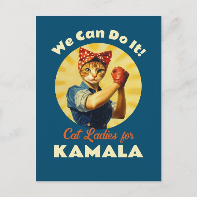 Rosie of the Riveter Cat Dam for Kamala Harris Vykort (Framsida)