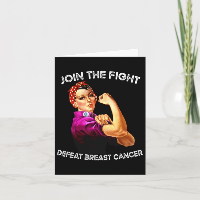 Rosie of the Riveter Defeat Breast Cancer Awarenes Kort (Framsida)
