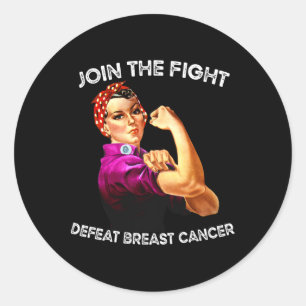 Rosie of the Riveter Defeat Breast Cancer Awarenes Runt Klistermärke