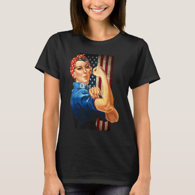 Rosie of the Riveter Emdriven Woman Empower Woman T Shirt (Framsida)