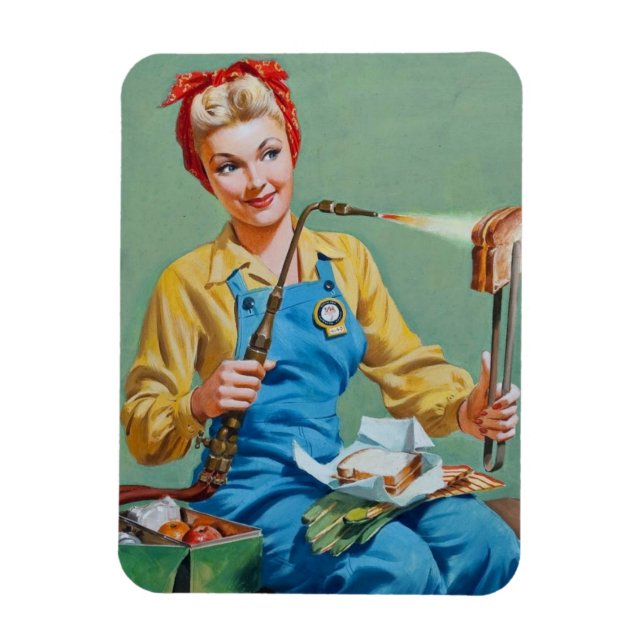 Rosie of the Riveter Makes Tosted Cheese Magnet (Vertikal)