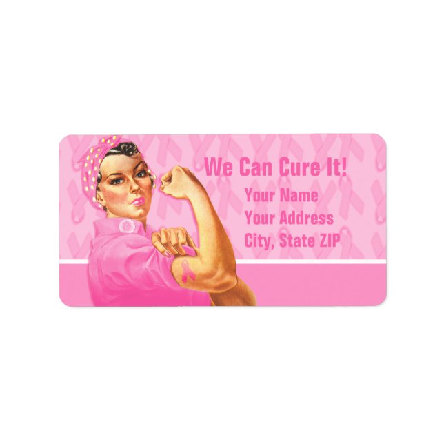 Rosie Riveter Anpassningsbar Cancer Adressetikett (Framsidan)