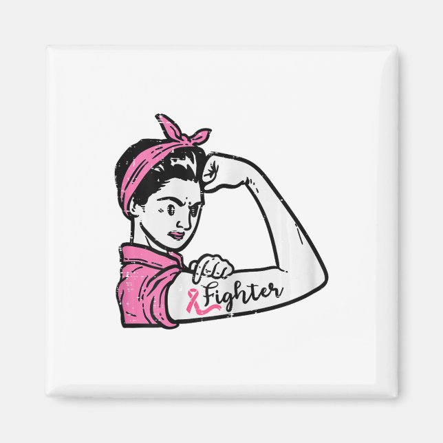 Rosie Riveter Fight Fighting Breast Cancer Awarene Magnet (Framsidan)
