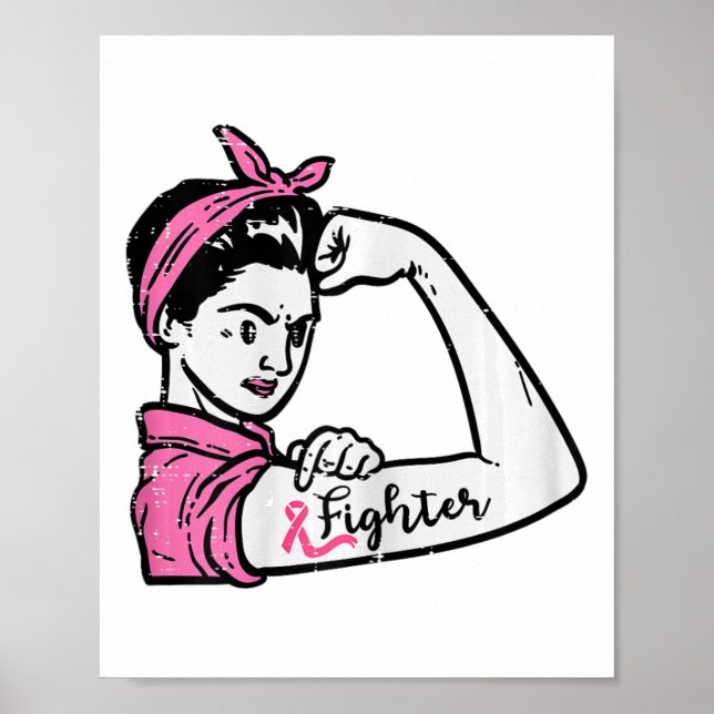 Rosie Riveter Fight Fighting Breast Cancer Awarene Poster (Framsidan)